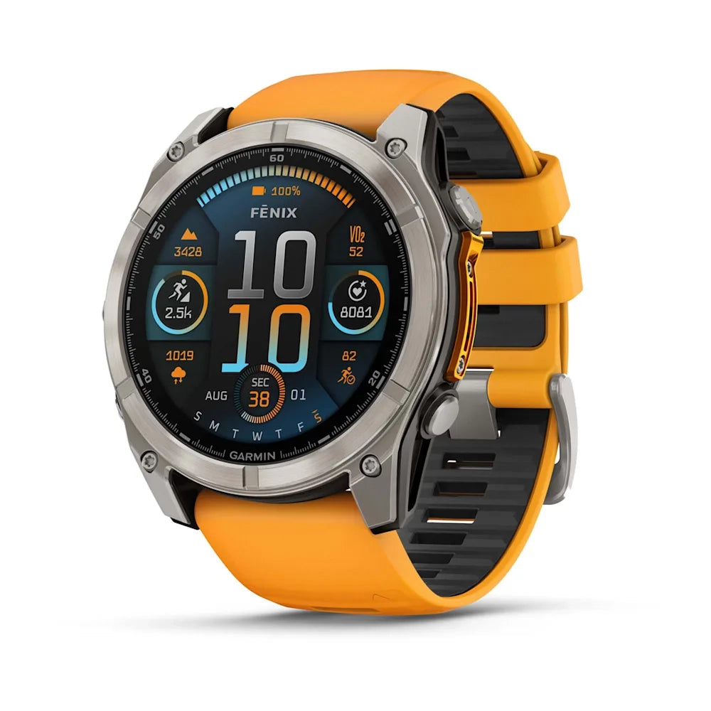 Garmin fenix® 8 – 51 mm, AMOLED Sapphire, Titanium with Spark orange/graphite silicone band GARMIN