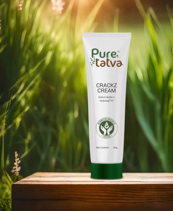 Pure Tatva Crackz Cream 50g - Natural heel crack repair and foot moisturizer

