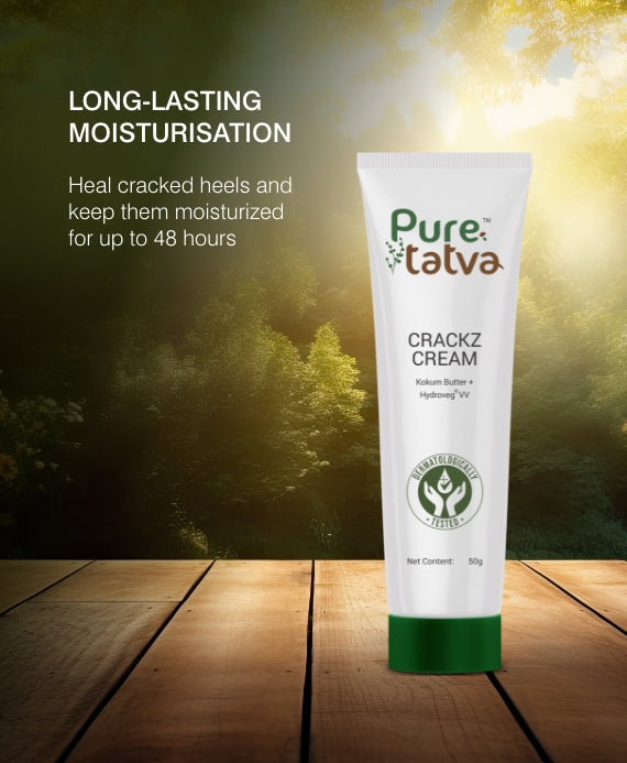 Pure Tatva Crackz Cream 50g - Natural heel crack repair and foot moisturizer
