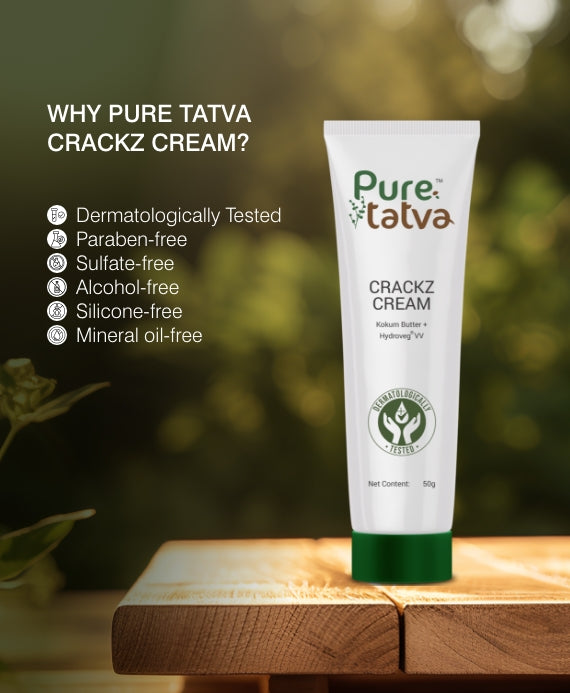 Pure Tatva Crackz Cream 50g - Natural heel crack repair and foot moisturizer
