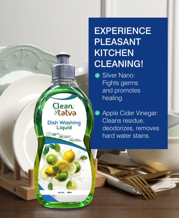 Pure Tatva Dish Washing Liquid 500mL - Natural dishwash soap with Silver Nano
