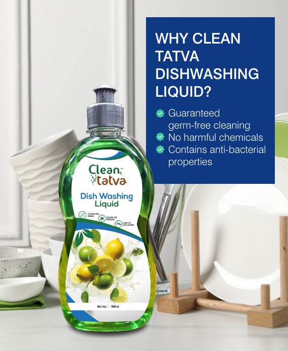 Pure Tatva Dish Washing Liquid 500mL - Natural dishwash soap with Silver Nano
