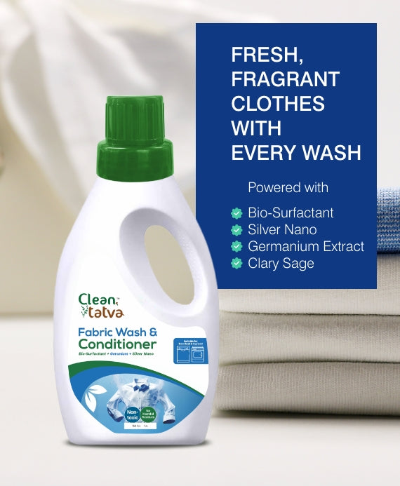 Pure Tatva Fabric Wash and Conditioner 1L bottle - Natural laundry detergent
