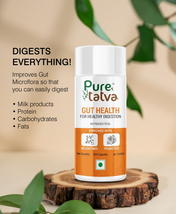 Pure Tatva Gut Health 60 Capsules - Probiotic and digestive support supplement
