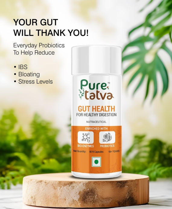 Pure Tatva Gut Health 60 Capsules - Probiotic and digestive support supplement

