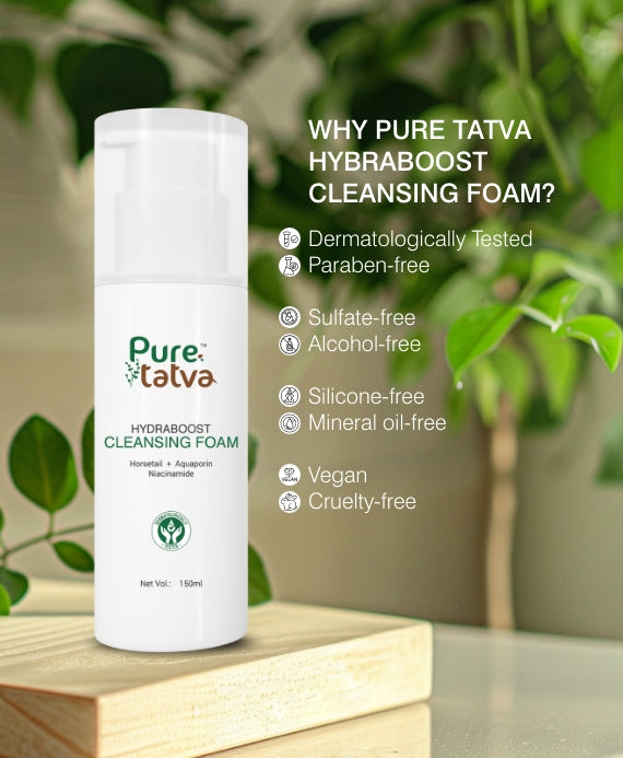 Pure Tatva Hydraboost Cleansing Foam 100g - Natural hydrating face cleanser
