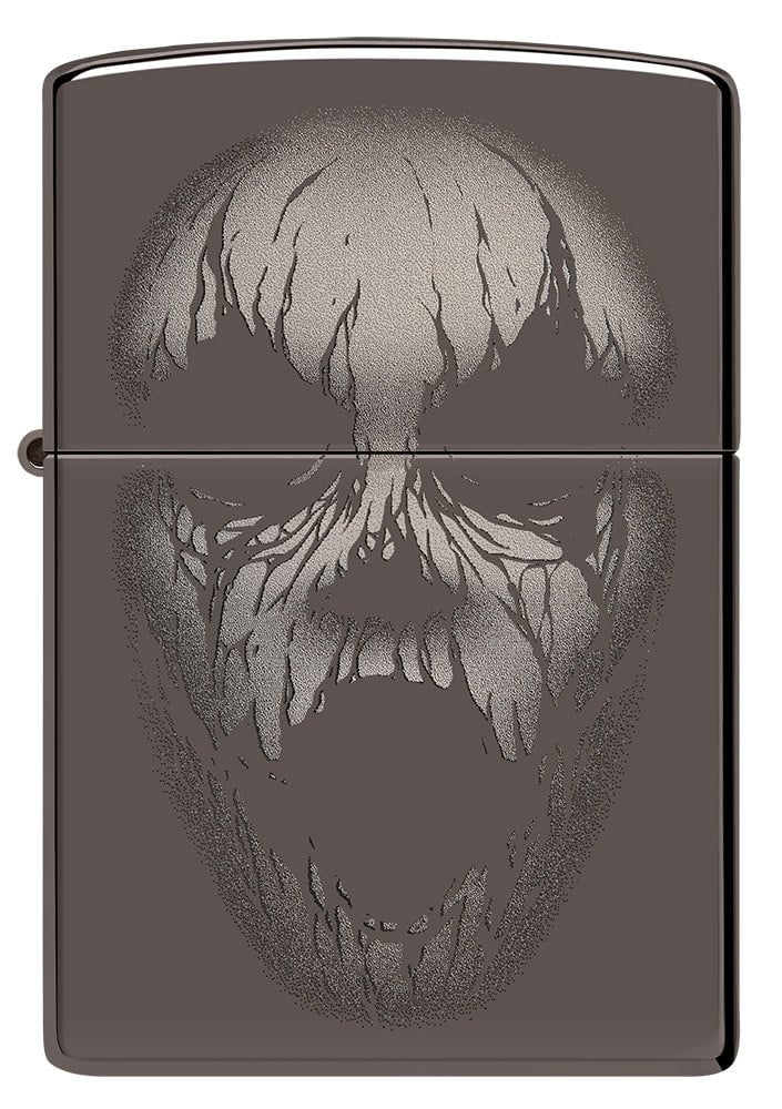 Front shot of Screaming Monster Design Photo Image Black Ice?« Windproof Lighter.