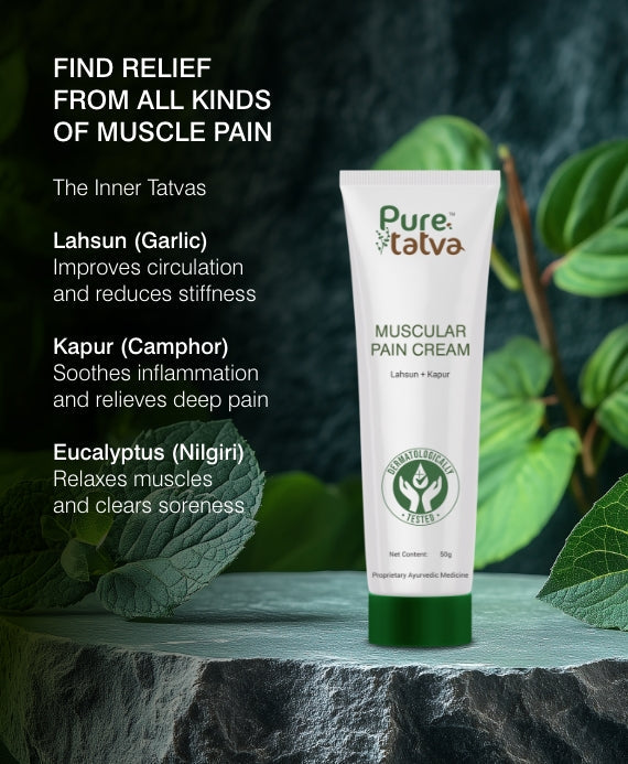 Pure Tatva Muscular Pain Cream 50g - Natural pain relief for muscles and joints
