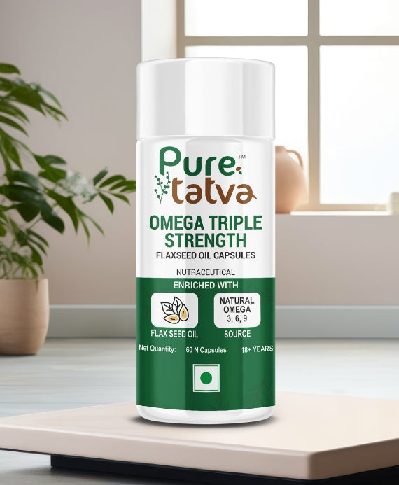 Pure Tatva Omega Triple Strength 60 Capsules - High-strength omega-3 fish oil supplement
