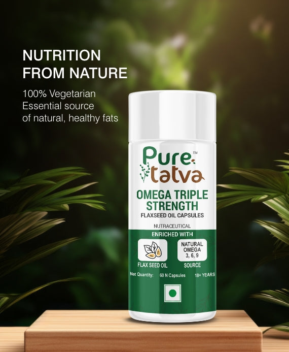 Pure Tatva Omega Triple Strength 60 Capsules - High-strength omega-3 fish oil supplement
