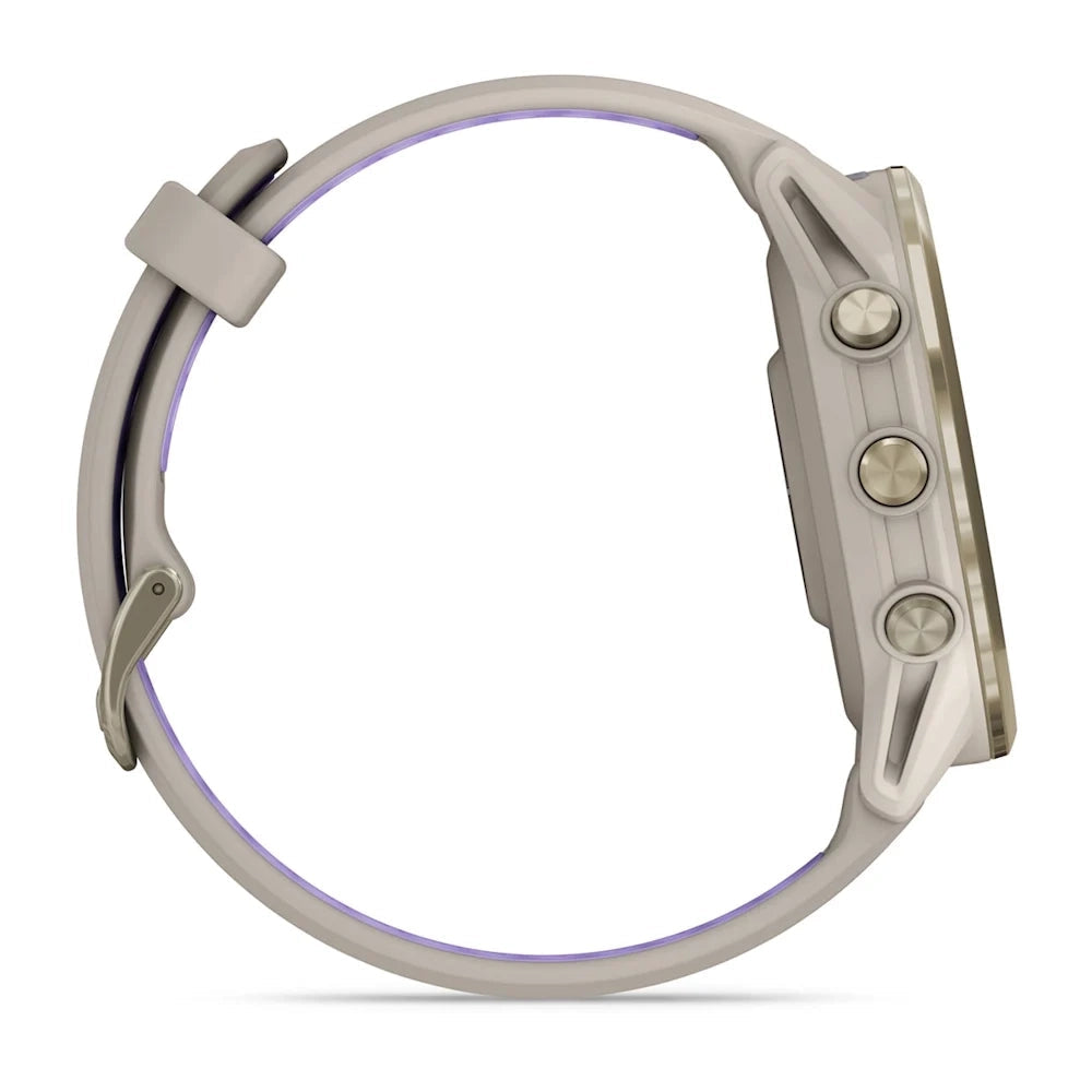 Garmin Forerunner® 970 Soft Gold Titanium with French Grey Case and French Grey/Translucent Indigo Band GARMIN