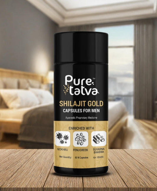Pure Tatva Shilajit Gold 60 Capsules - Natural energy and stamina supplement
