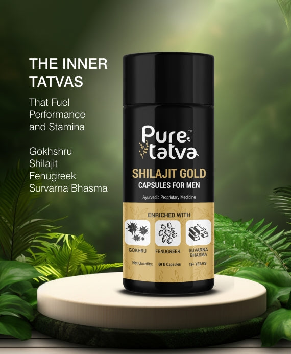 Pure Tatva Shilajit Gold 60 Capsules - Natural energy and stamina supplement
