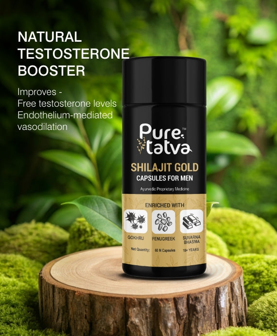 Pure Tatva Shilajit Gold 60 Capsules - Natural energy and stamina supplement
