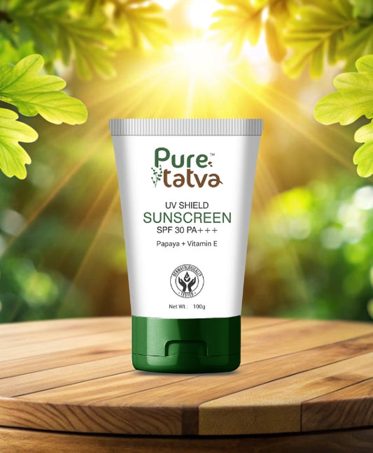 Pure Tatva UV Shield Sunscreen 100g - SPF 50 natural sun protection cream
