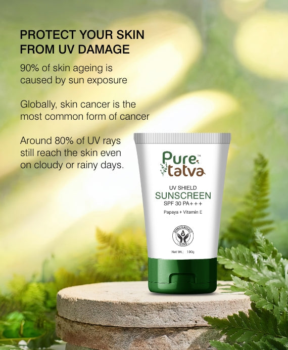 Pure Tatva UV Shield Sunscreen 100g - SPF 50 natural sun protection cream
