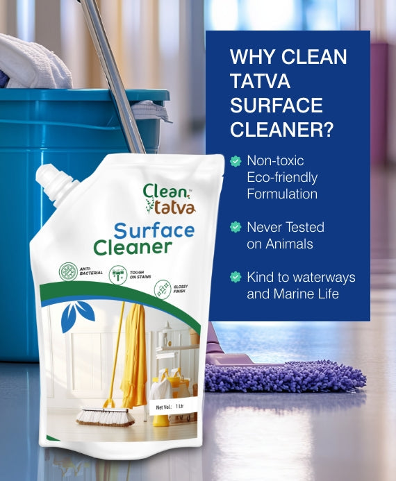 Pure Tatva Surface Cleaner Pouch 1L - Eco-friendly refill pack

