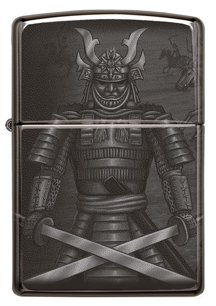 Back shot of Knight Fight Design High Polish Black Windproof Lighter