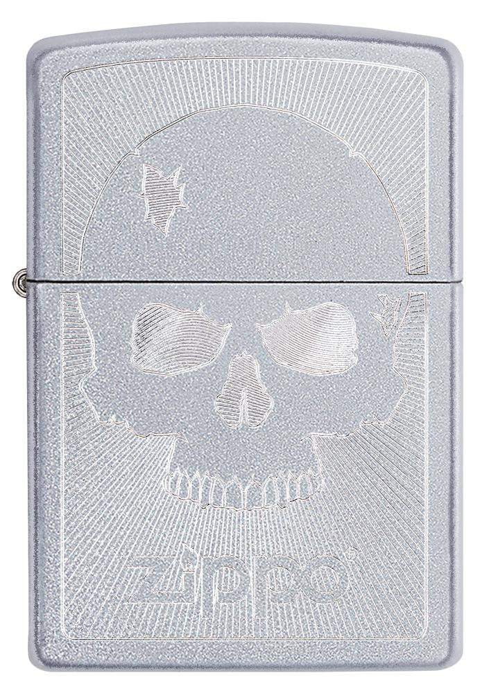 Zippo Skull with Lines Satin Chrome Pocket Lighter Zippo