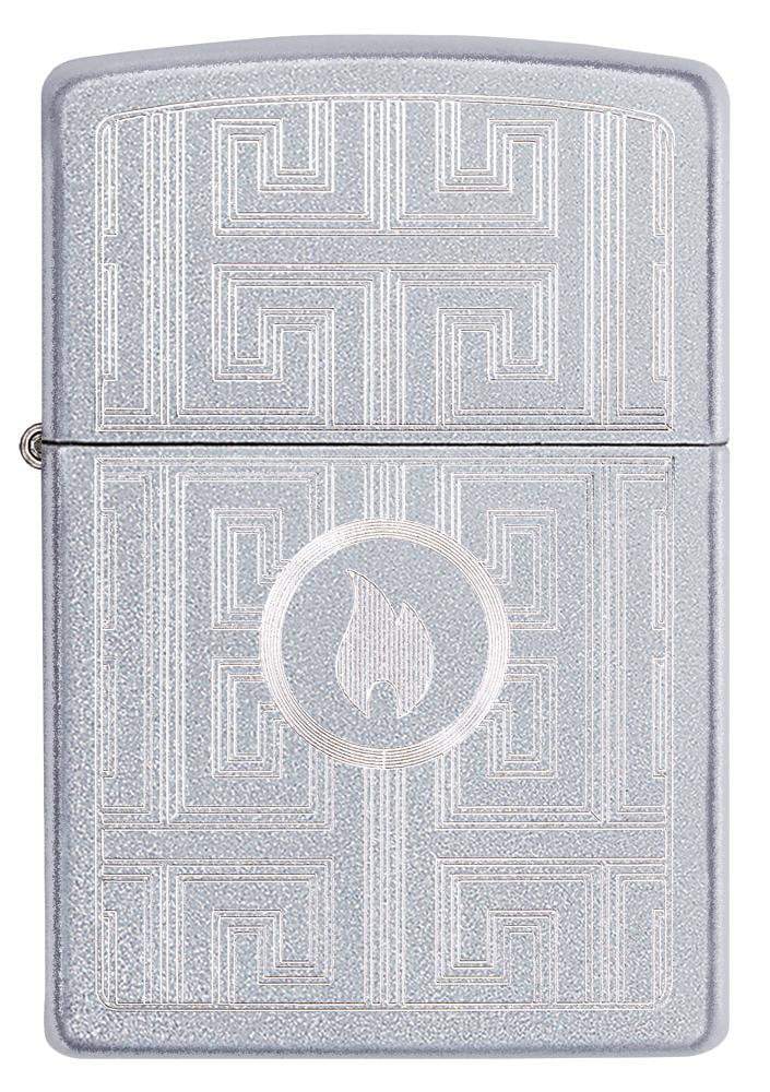 Zippo Labyrinth Design Satin Chrome Pocket Lighter Zippo