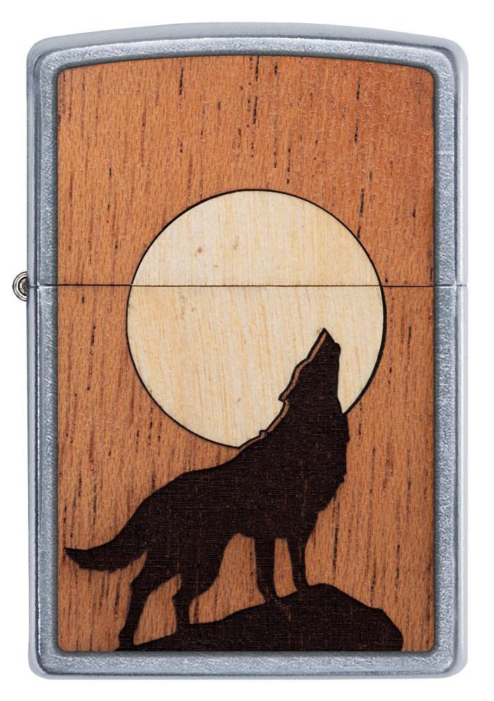 Zippo Woodchuck USA Howling Wolf Street Chrome Pocket Lighter Zippo