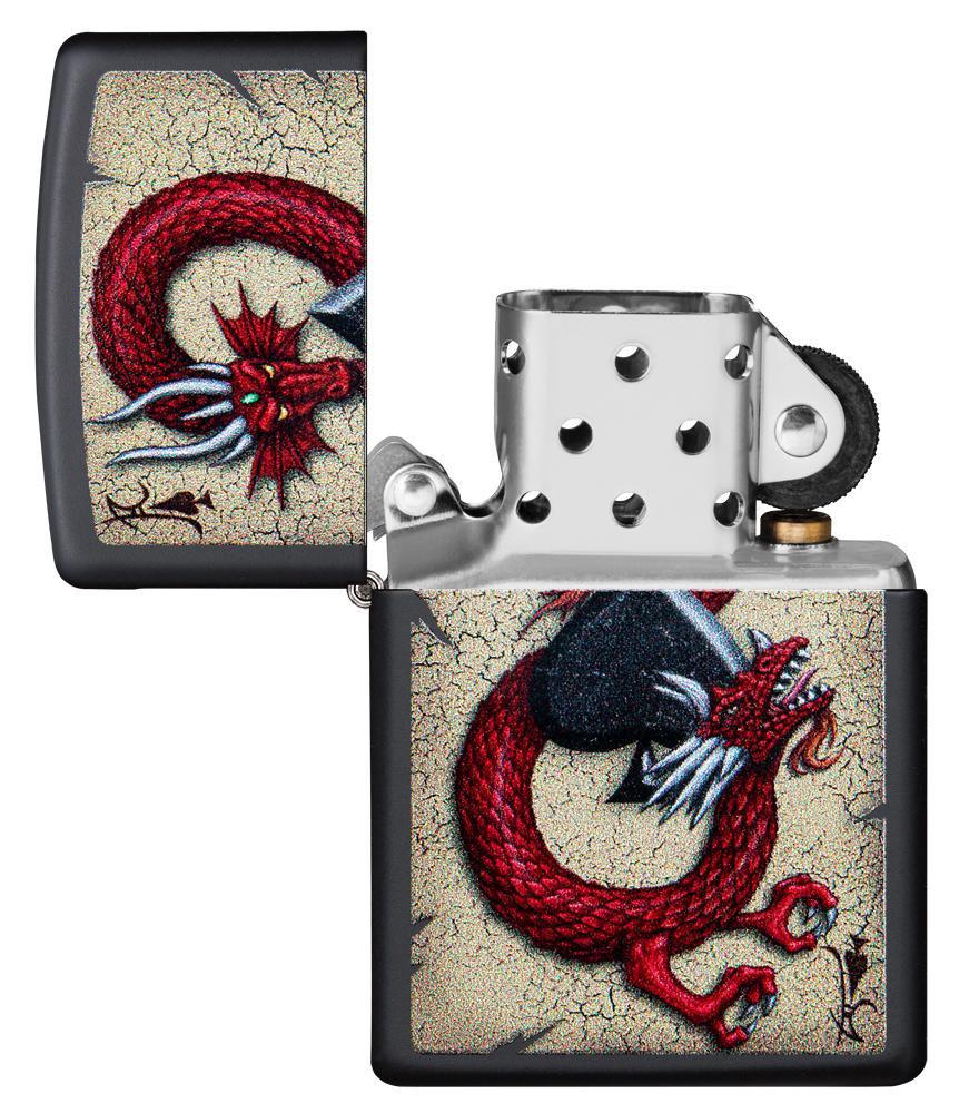 Zippo Dragon Ace Design Black Matte Pocket Lighter Zippo