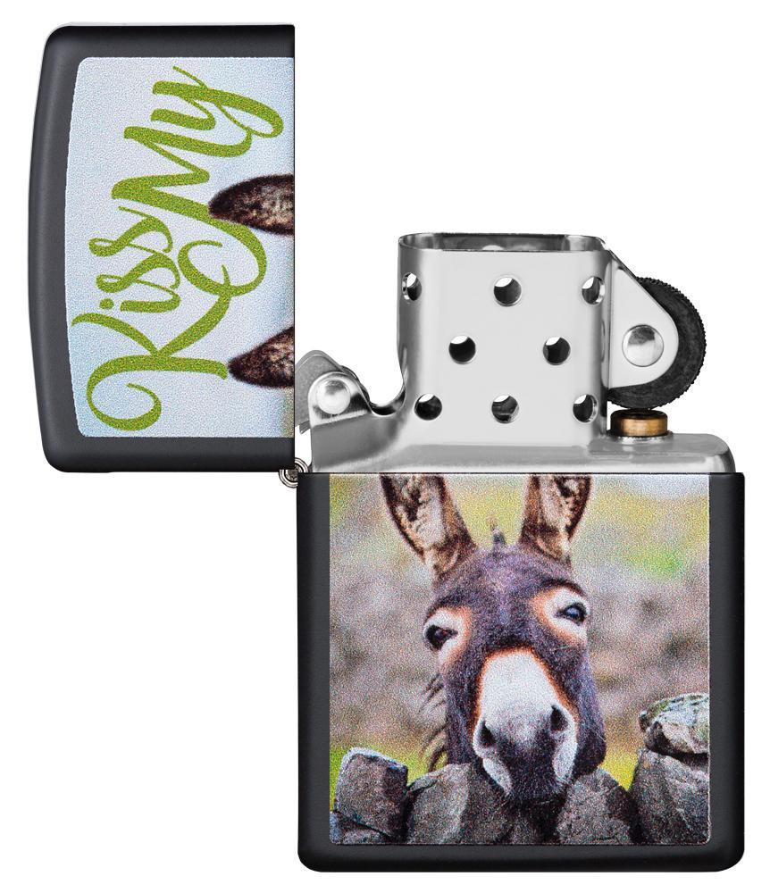 Zippo Kiss My Donkey Black Matte Pocket Lighter Zippo