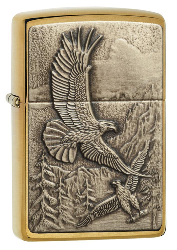 Zippo Where Eagles Dare Brushed Brass Pocket Lighter Zippo