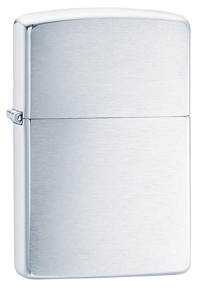 Armor?« Brushed Chrome Windproof Lighter standing at a 3/4 angle
