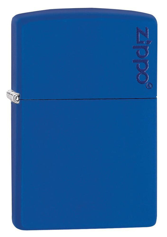 Zippo Royal Blue Matte Logo Pocket Lighter Zippo
