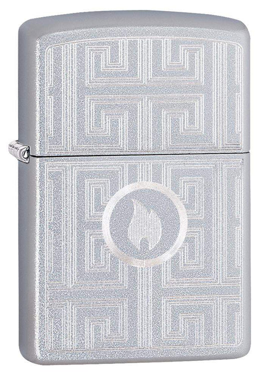 Zippo Labyrinth Design Satin Chrome Pocket Lighter Zippo
