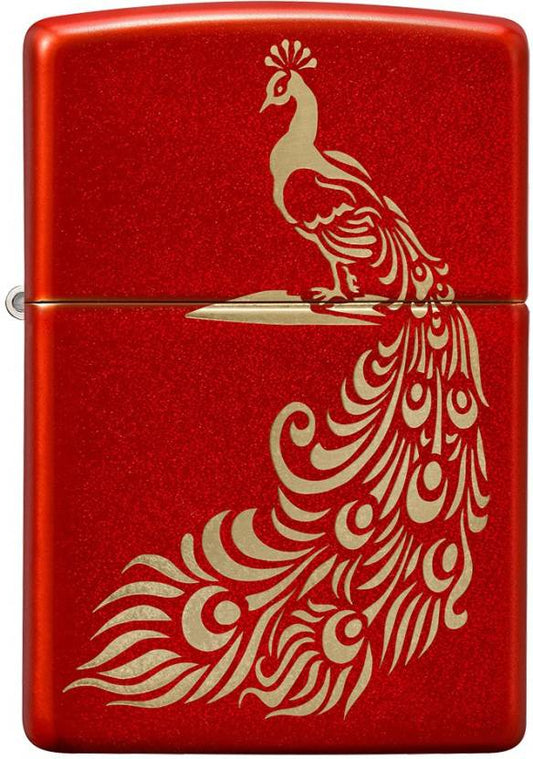 Zippo Metallic Red Peacock Design Bhawar Store