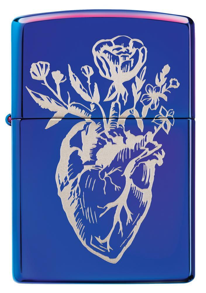 Zippo Heart Vase Design High Polish Indigo Pocket Lighter Zippo