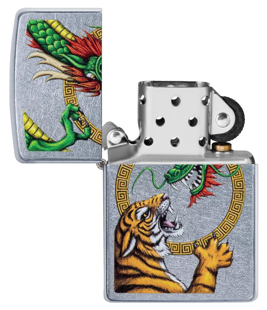 Zippo Chinese Dragon Street Chrome Design Pocket Lighter Zippo