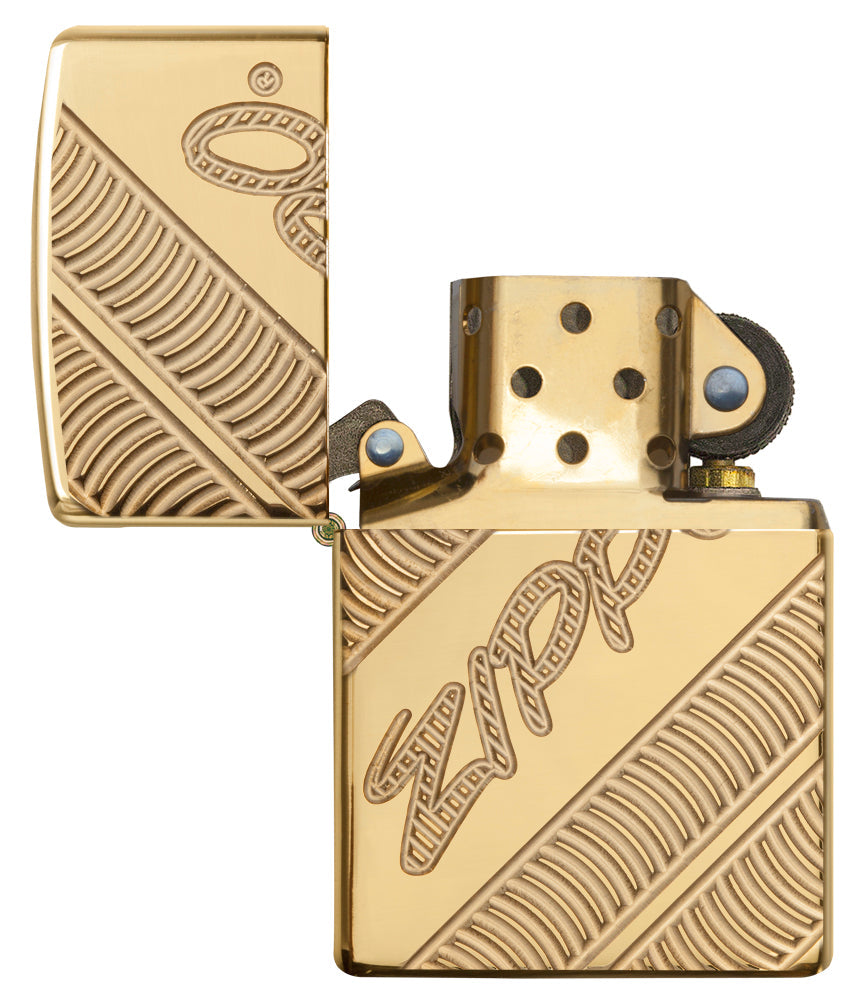 Zippo Armor High Polish Brass Coiled Pocket Lighter Zippo