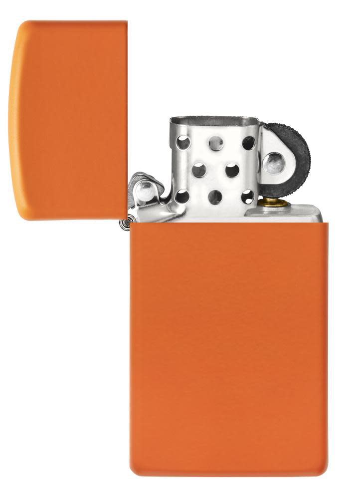 Slim?« Orange Matte Windproof Lighter open and unlit