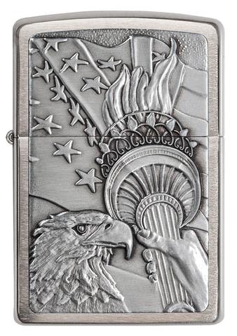Zippo Patriotic Eagle Brushed Chrome Emblem Pocket Lighter - Bhawar Store