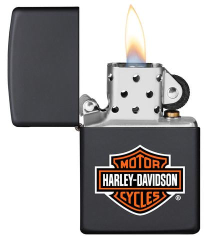 Zippo Harley-Davidson Logo Black Matte Pocket Lighter - Bhawar Store