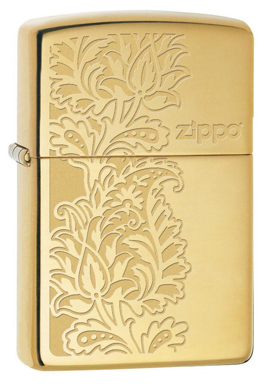 Zippo Paisley High Polish Brass Pocket Lighter Zippo