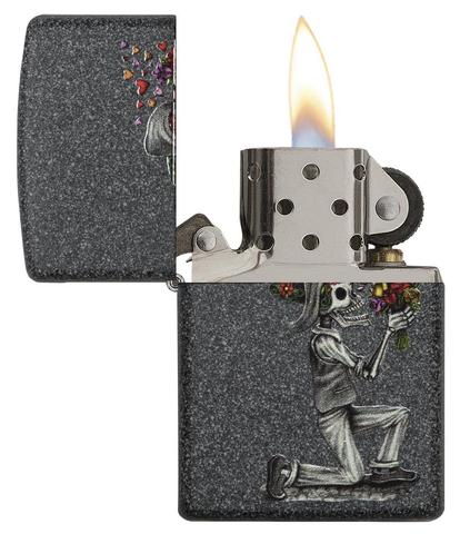 Zippo Skeleton Flowers Iron Stone Gift Set Pocket Lighters Zippo