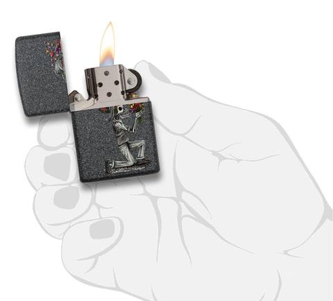 Zippo Skeleton Flowers Iron Stone Gift Set Pocket Lighters Zippo