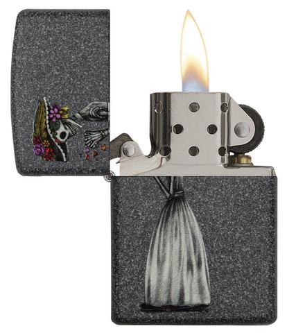 Zippo Skeleton Flowers Iron Stone Gift Set Pocket Lighters Zippo