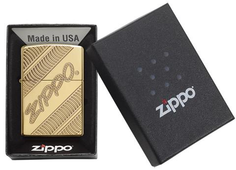 Zippo Armor High Polish Brass Coiled Pocket Lighter Zippo