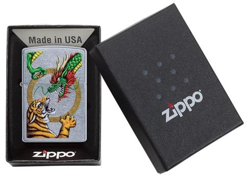 Zippo Chinese Dragon Street Chrome Design Pocket Lighter Zippo