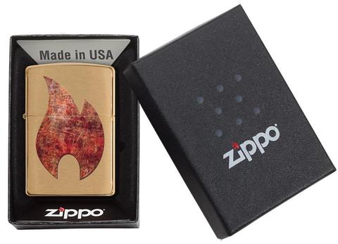 Zippo Rusty Flame Design Pocket Lighter Zippo