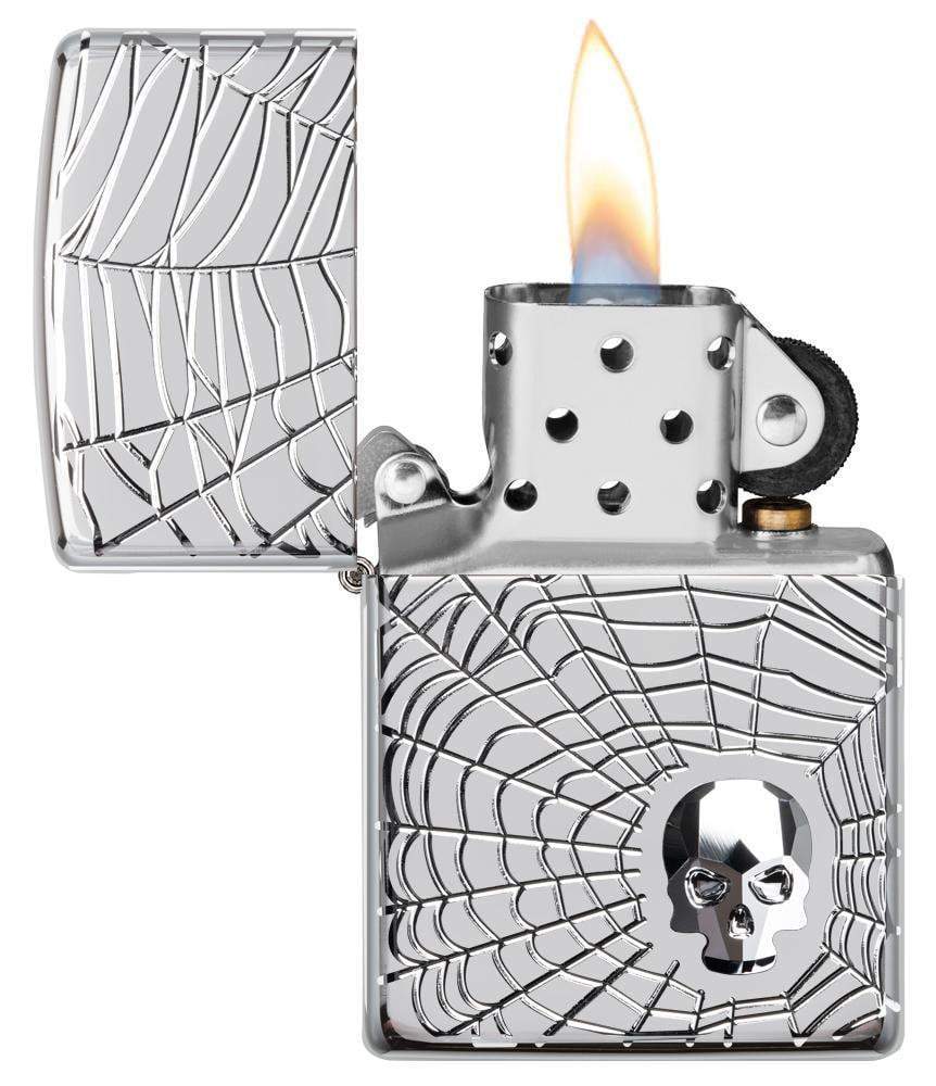 Zippo Spider Web Skull Design Zippo