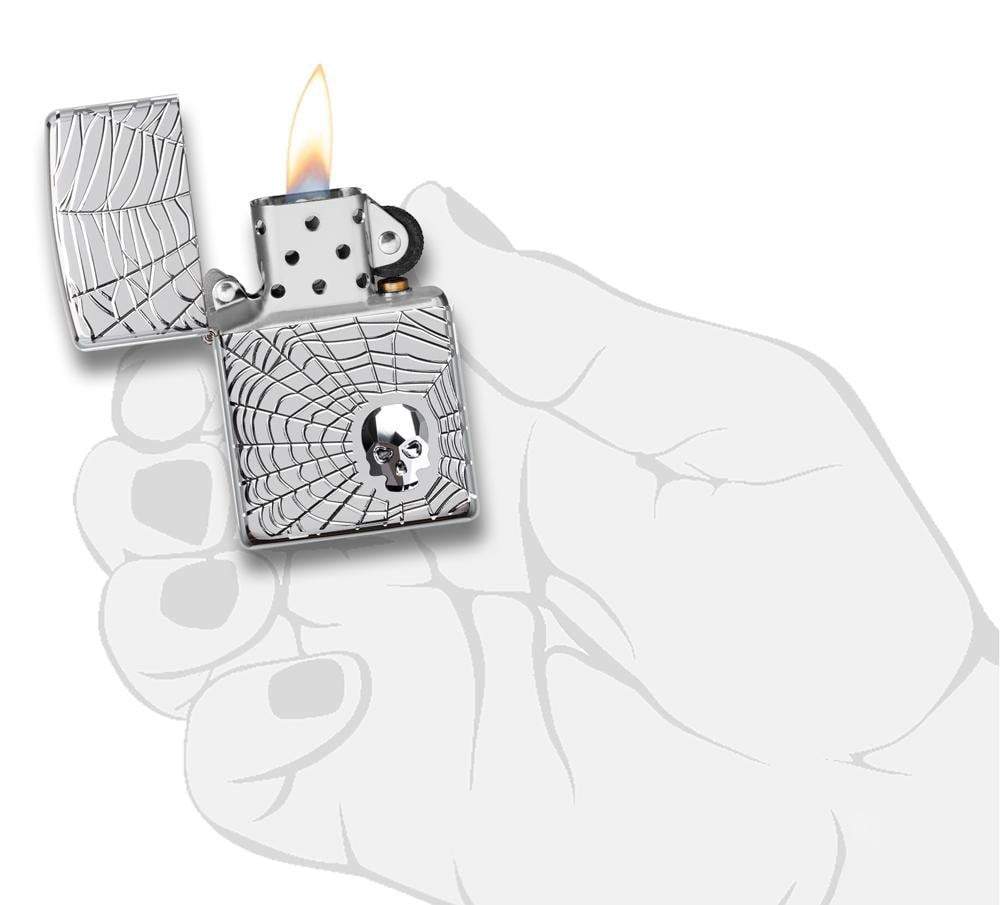 Zippo Spider Web Skull Design Zippo