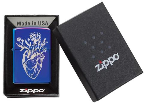 Zippo Heart Vase Design High Polish Indigo Pocket Lighter Zippo