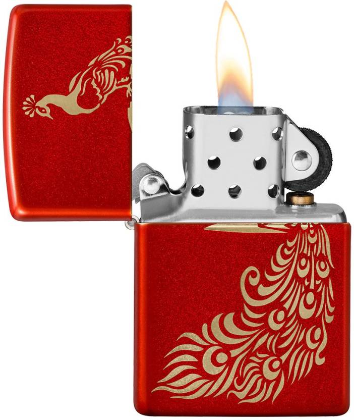 Zippo Metallic Red Peacock Design Bhawar Store