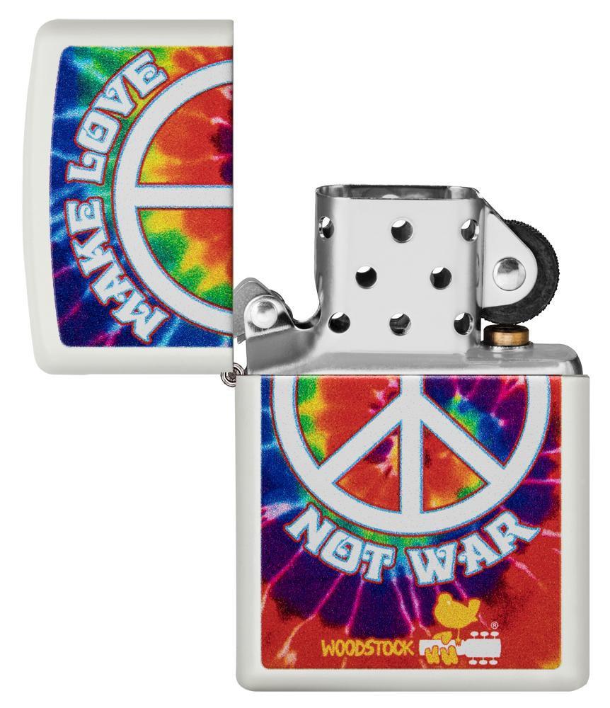 Zippo Woodstock 50th Anniversary White Matte Pocket Lighter Zippo